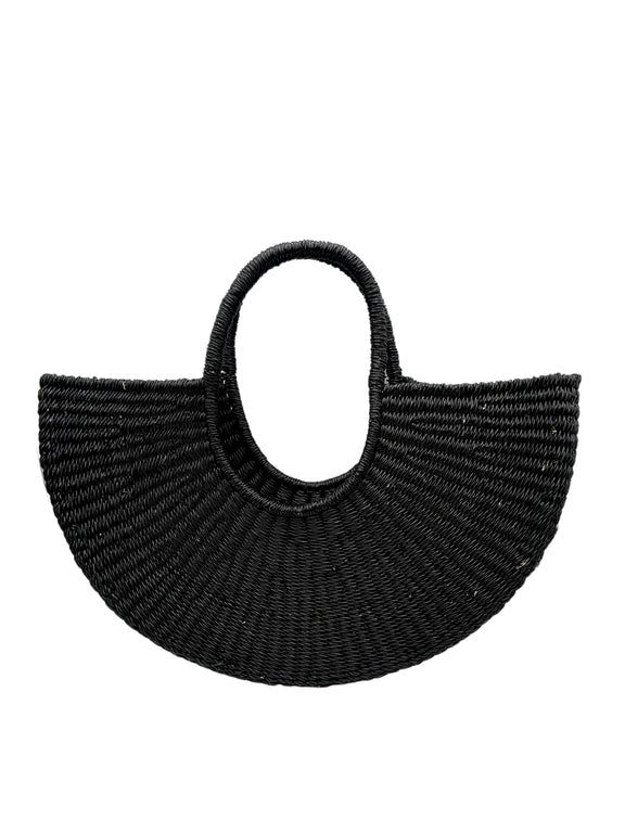 Black Curved Basket Tote